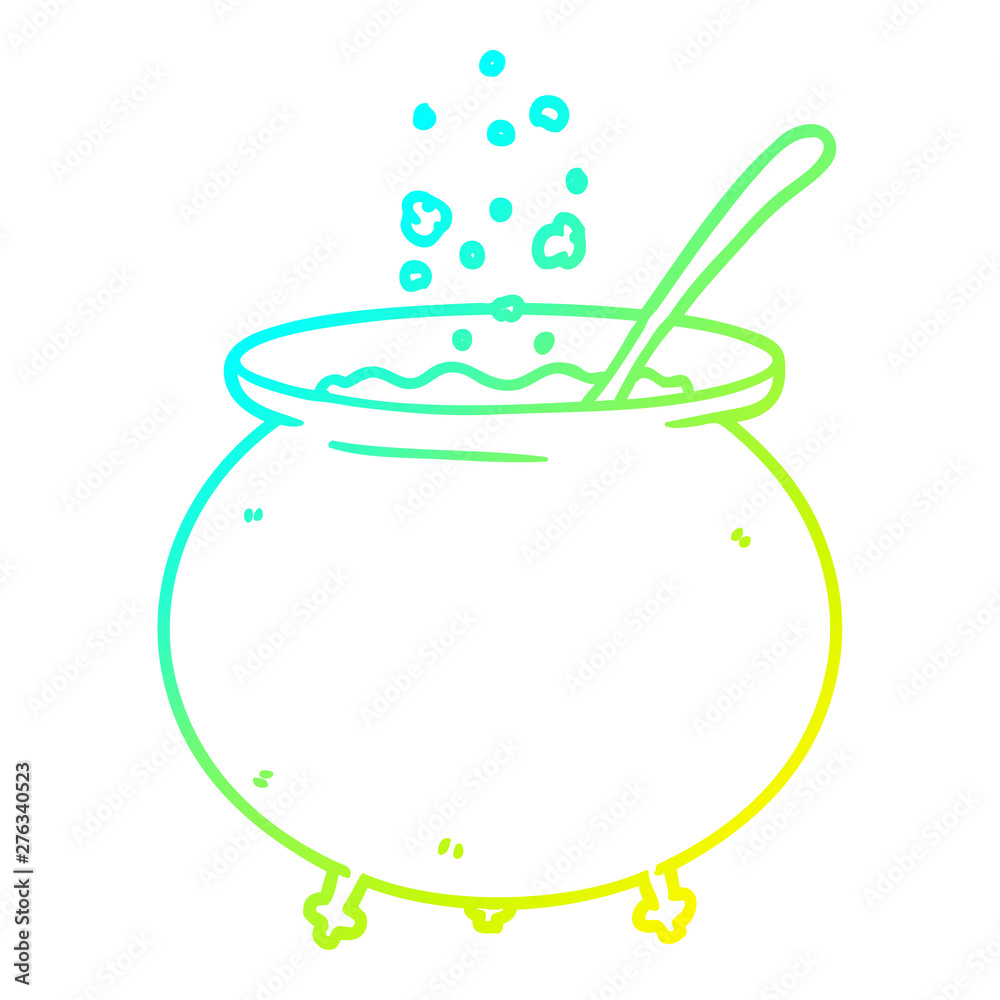 cold gradient line drawing cartoon witch cauldron cold gradient line drawing cartoon witch cauldron
