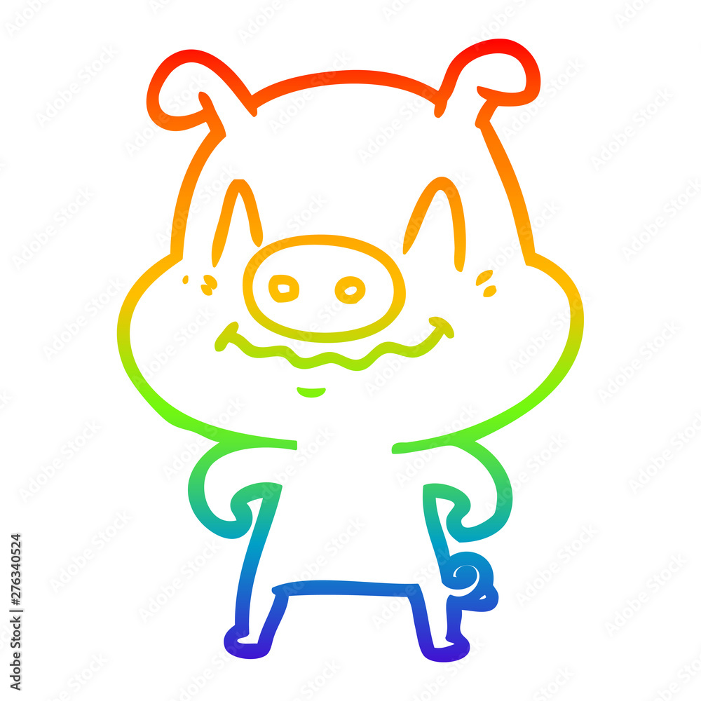 rainbow gradient line drawing nervous cartoon pig rainbow gradient line drawing nervous cartoon pig