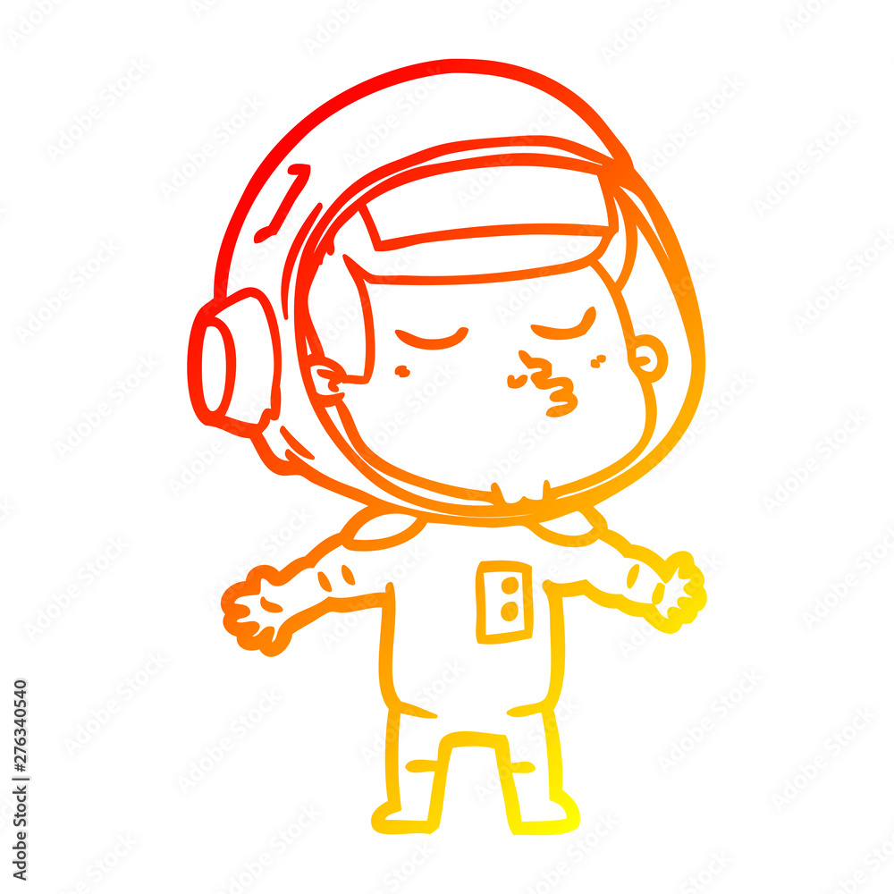 warm gradient line drawing cartoon confident astronaut