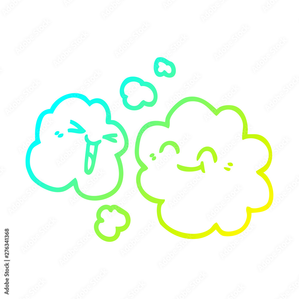 cold gradient line drawing cartoon white happy clouds cold gradient line drawing cartoon white happy clouds