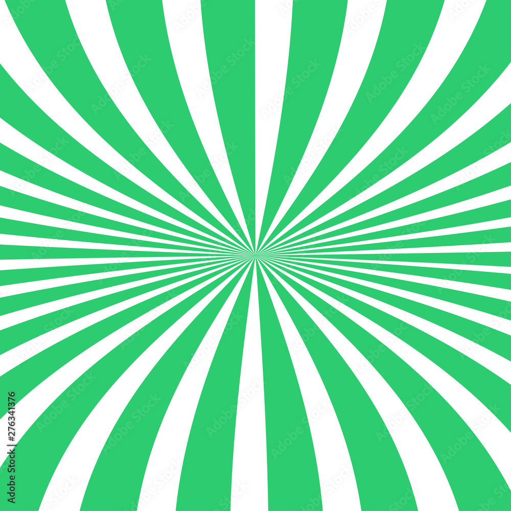 Obraz premium Sun rays background. Sun rays in spiral design. Sun rays green color. Vector