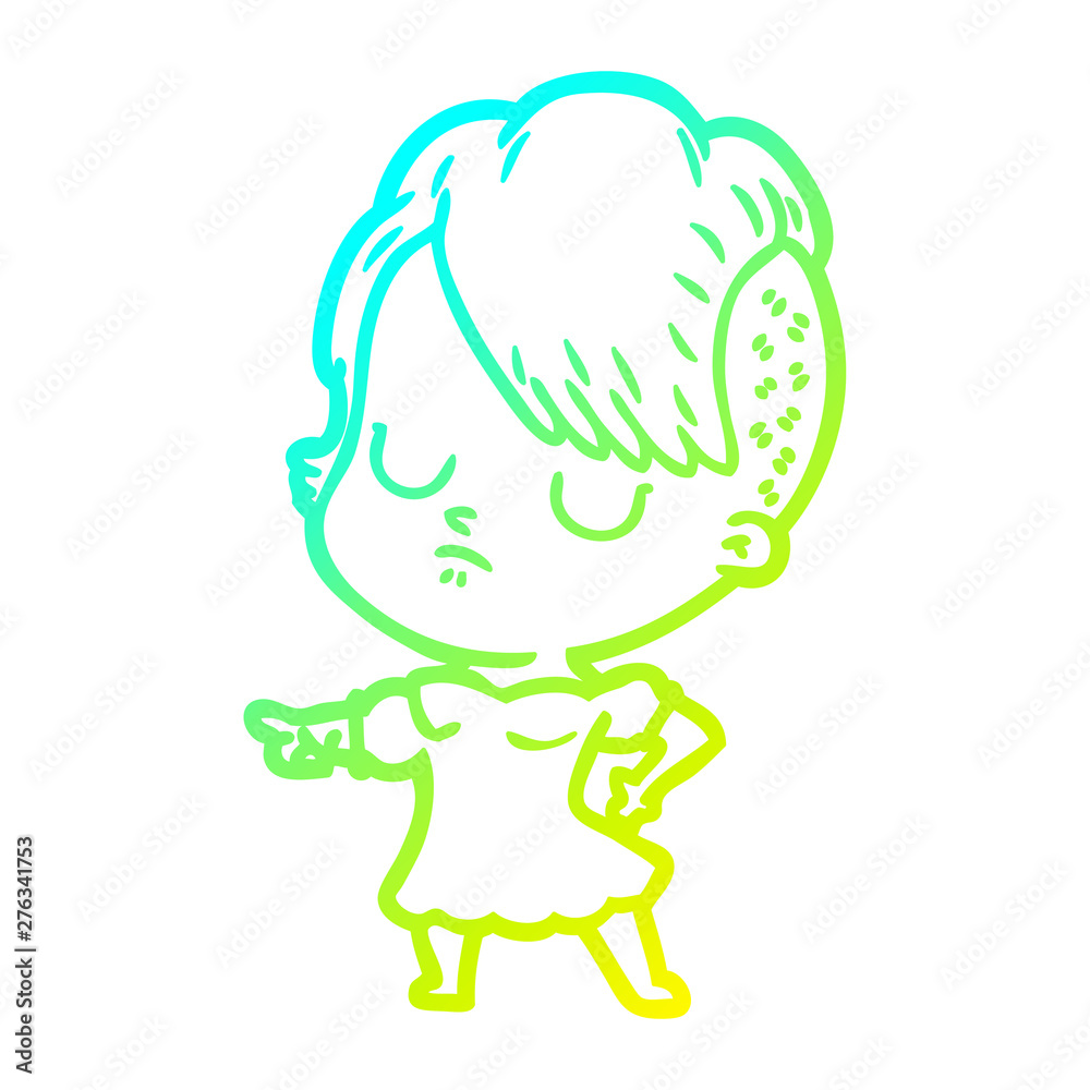 cold gradient line drawing cartoon woman cold gradient line drawing cartoon woman