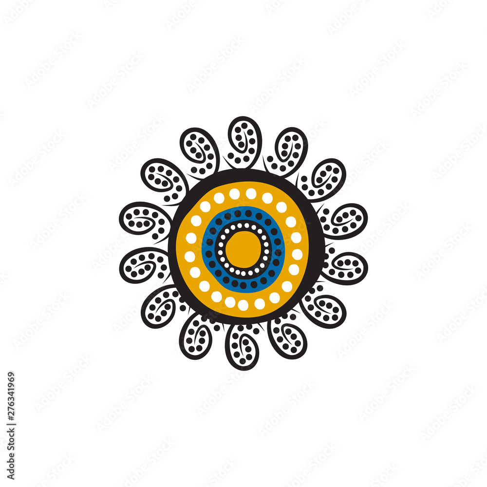 Naklejka premium Aboriginal art dots painting icon logo design vector template