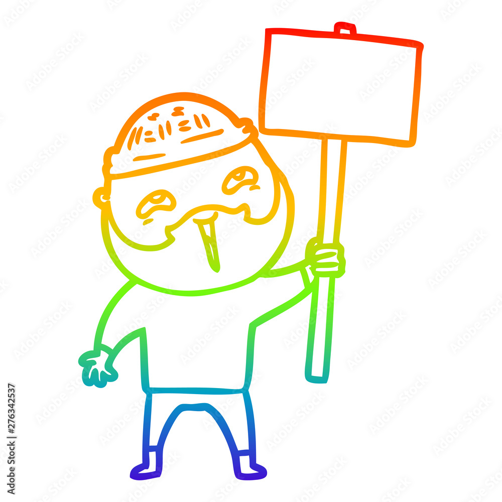 rainbow gradient line drawing cartoon happy bearded man rainbow gradient line drawing cartoon happy bearded man
