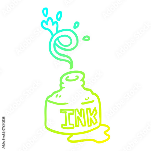 cold gradient line drawing cartoon spilled ink bottle
