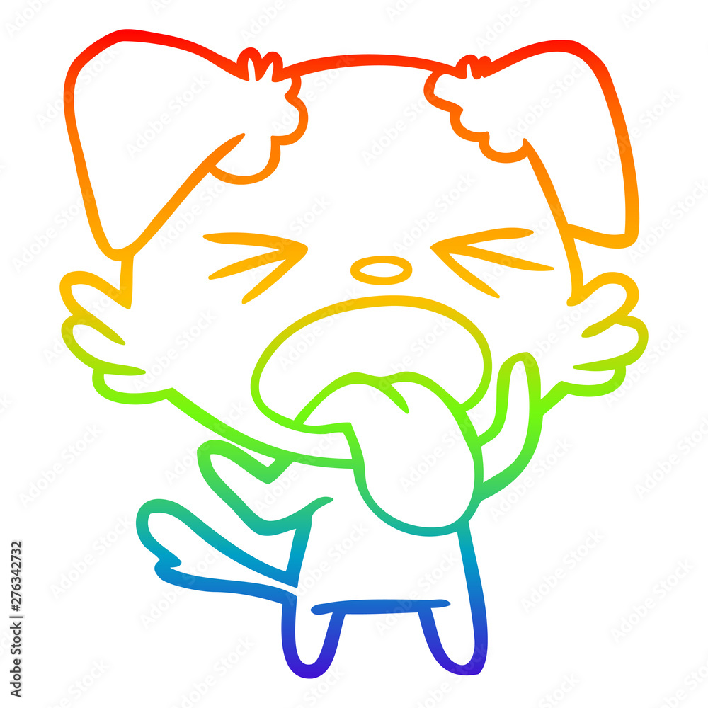 rainbow gradient line drawing cartoon disgusted dog rainbow gradient line drawing cartoon disgusted dog