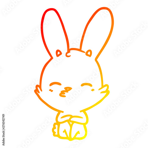 warm gradient line drawing curious bunny cartoon