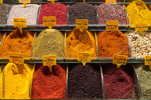 Fototapeta Naklejka Na Ścianę i Meble -  Various colorful spices presented at the spice souk in Istanbul
