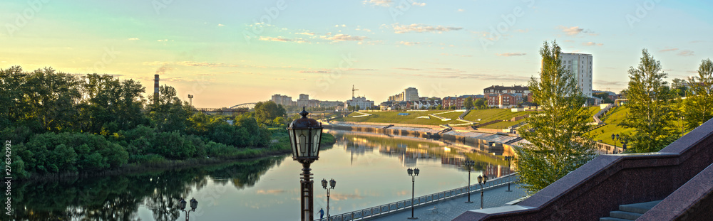 Panorama of the morning embankment Panorama of the morning embankment