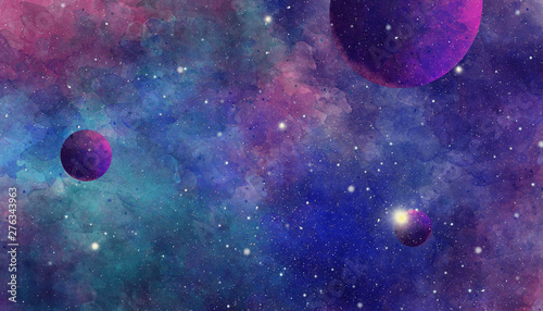 Fototapeta Naklejka Na Ścianę i Meble -  Texture of soft colored abstract watercolor space background