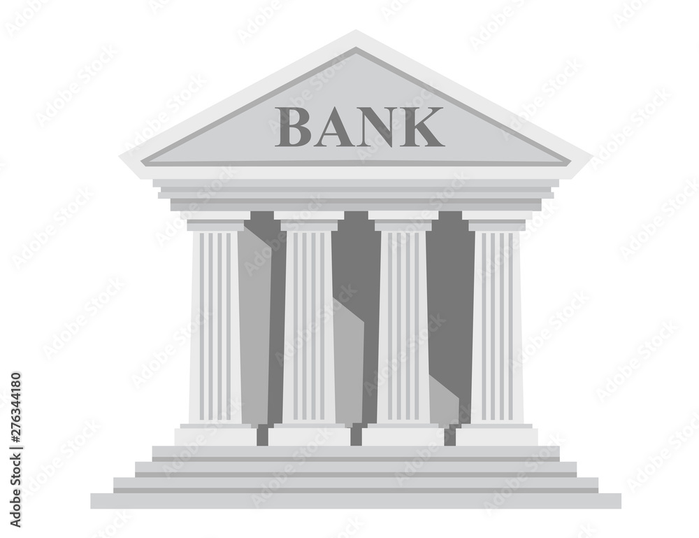 Flat design retro bank building with columns without windows vector illustration isolated on white background Flat design retro bank building with columns without windows vector illustration isolated on white background