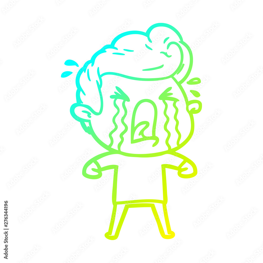 cold gradient line drawing cartoon crying man cold gradient line drawing cartoon crying man
