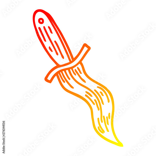 warm gradient line drawing cartoon tattoo dagger symbol