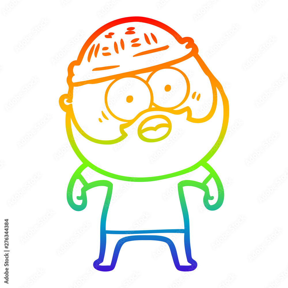 rainbow gradient line drawing cartoon bearded man rainbow gradient line drawing cartoon bearded man