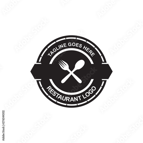 Restaurant logo design with fork and spoon icon photo