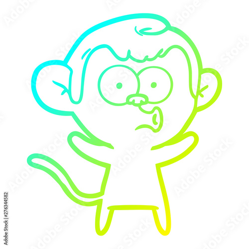 cold gradient line drawing cartoon surprised monkey