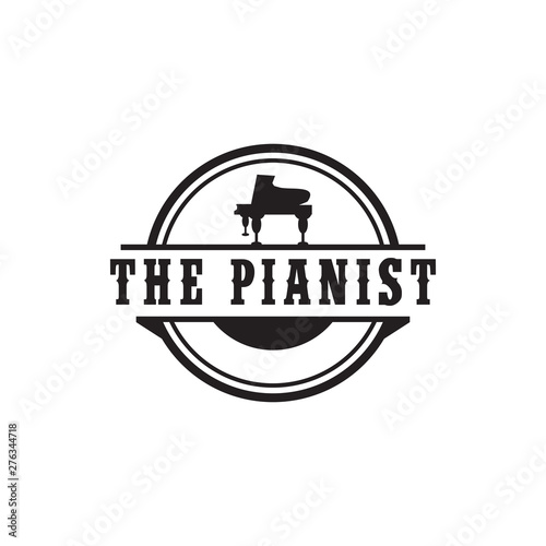 Piano icon logo design vector template