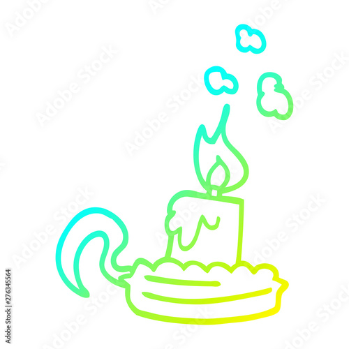 cold gradient line drawing cartoon candle stick holder