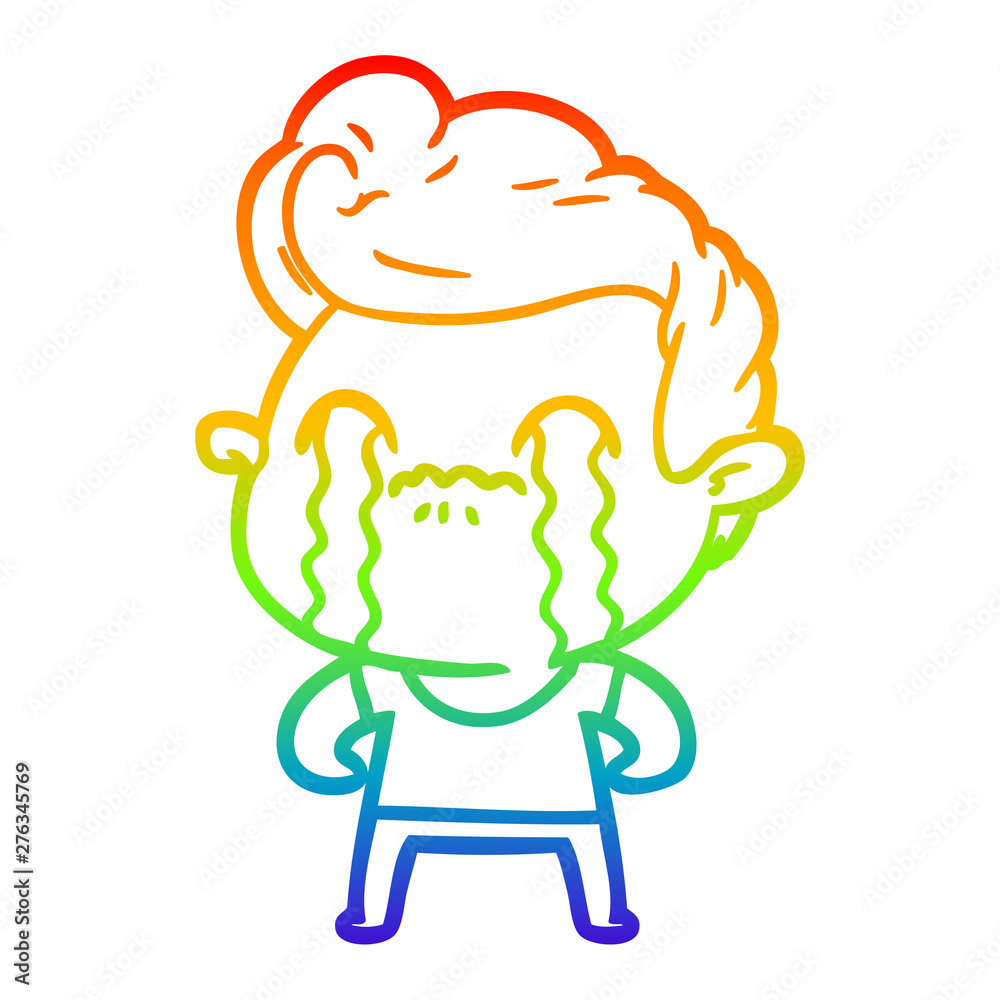 rainbow gradient line drawing cartoon man crying rainbow gradient line drawing cartoon man crying