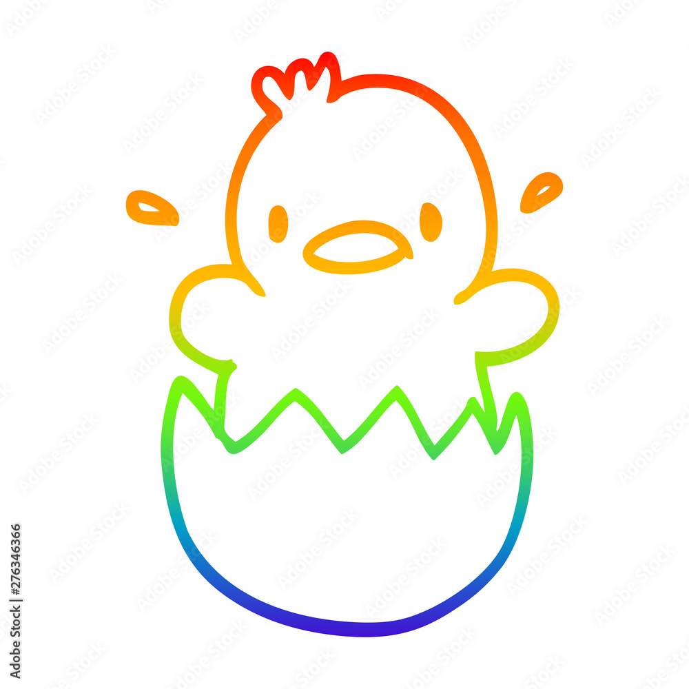 rainbow gradient line drawing cute cartoon chick rainbow gradient line drawing cute cartoon chick