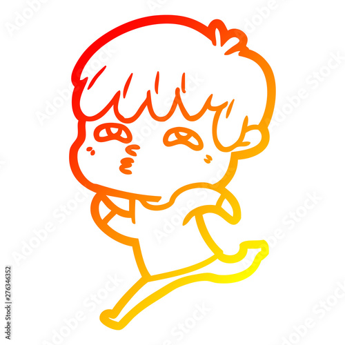 warm gradient line drawing cartoon curious man