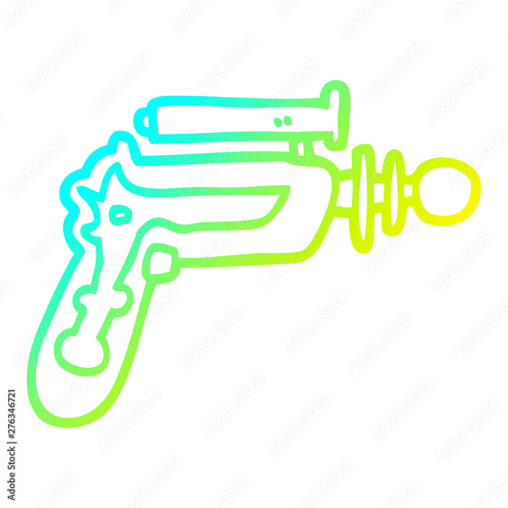 cold gradient line drawing cartoon ray gun