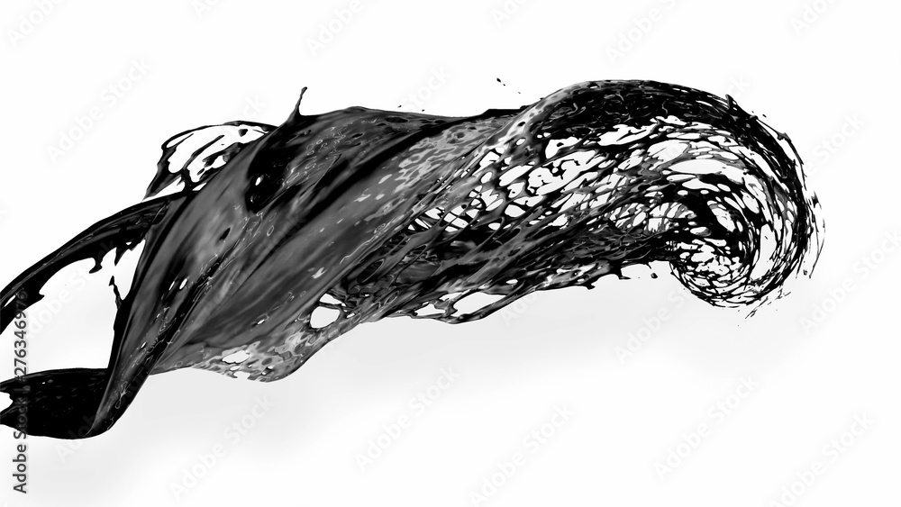 black splash like petroleum is hanging in the air. 3d rendering of liquid splash in cartoon style. 16 black splash like petroleum is hanging in the air. 3d rendering of liquid splash in cartoon style. 16