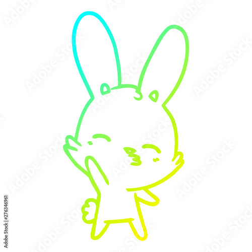 cold gradient line drawing curious waving bunny cartoon