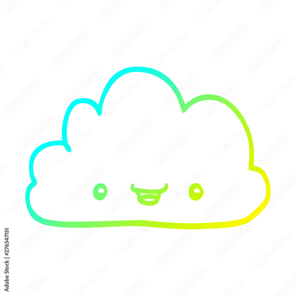 cold gradient line drawing cartoon tiny happy cloud cold gradient line drawing cartoon tiny happy cloud
