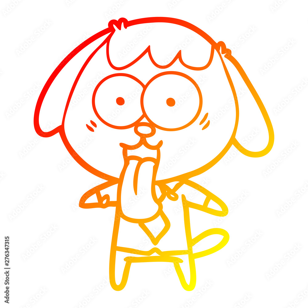 Obraz premium warm gradient line drawing cute cartoon dog wearing office shirt