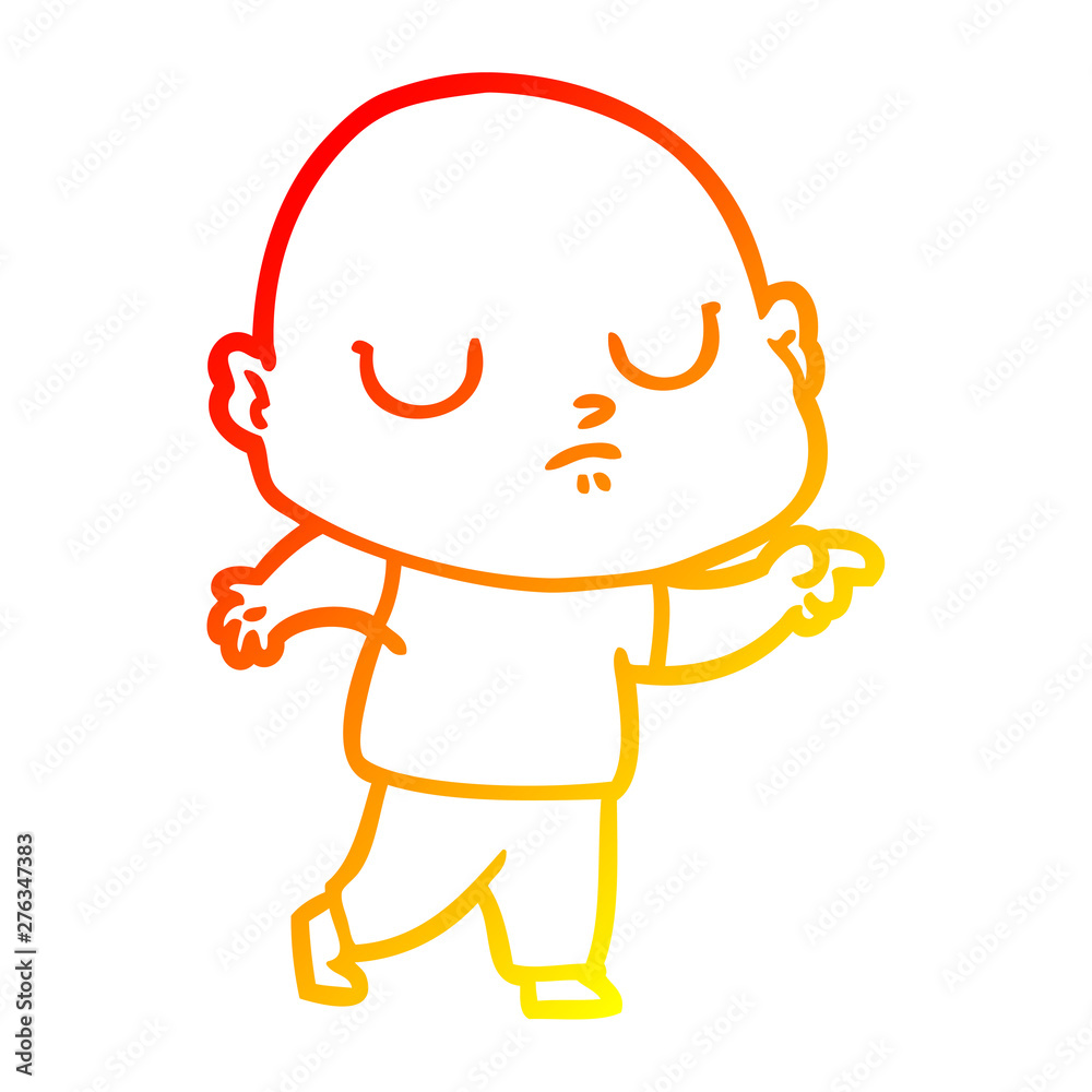warm gradient line drawing cartoon bald man warm gradient line drawing cartoon bald man
