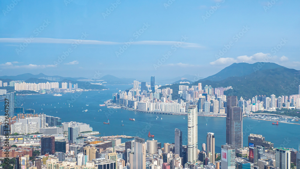 High view of Hong Kong skyline cityscape 2 - obrazy, fototapety, plakaty 