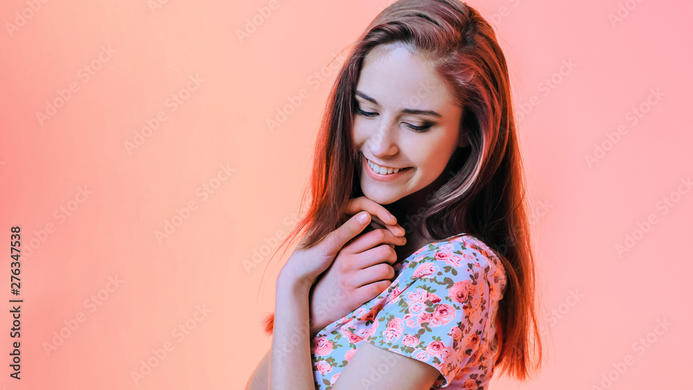 close up. portrait of cute girl with day makeup close up. portrait of cute girl with day makeup