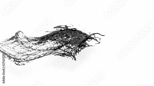 black splash like petroleum is hanging in the air. 3d rendering of liquid splash in cartoon style. 41