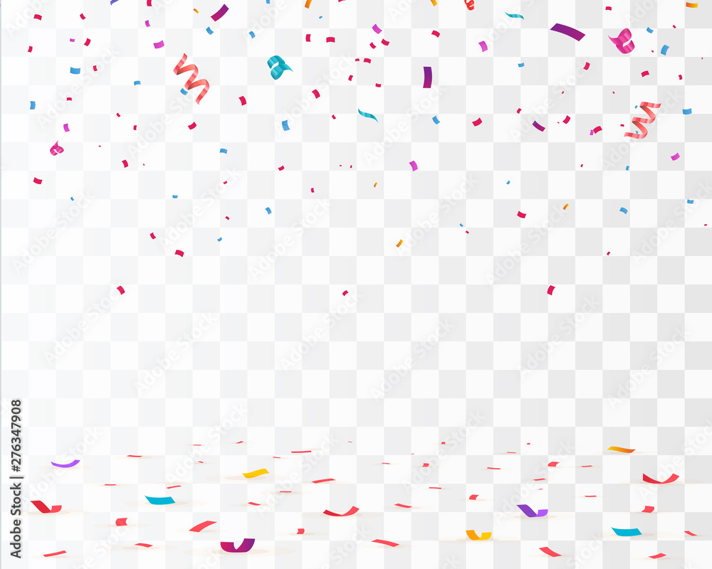 Confetti background. Red, blue and yellow confetti isolated on