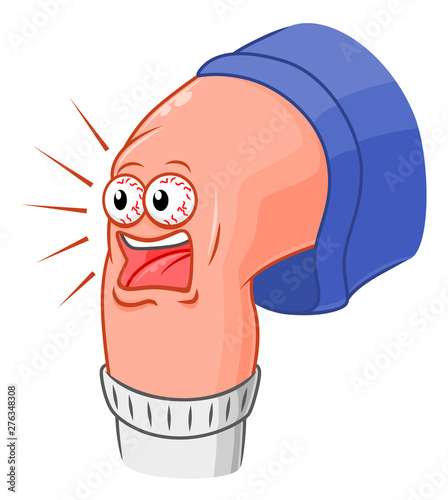 Cartoon screaming knee in shorts