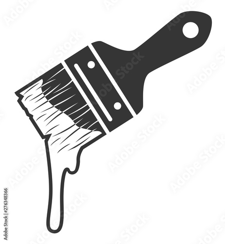 Monochrome paint brush with paint drop