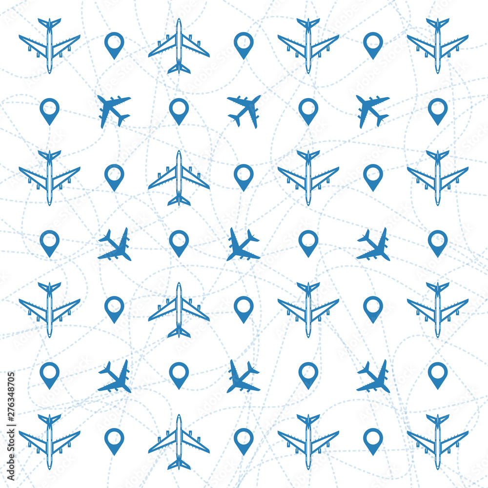 Airplane dotted path, aircraft tracking, trace or road vector illustration. Plane track to point, line way, airlines collection. Vector Airplane dotted path, aircraft tracking, trace or road vector illustration. Plane track to point, line way, airlines collection. Vector