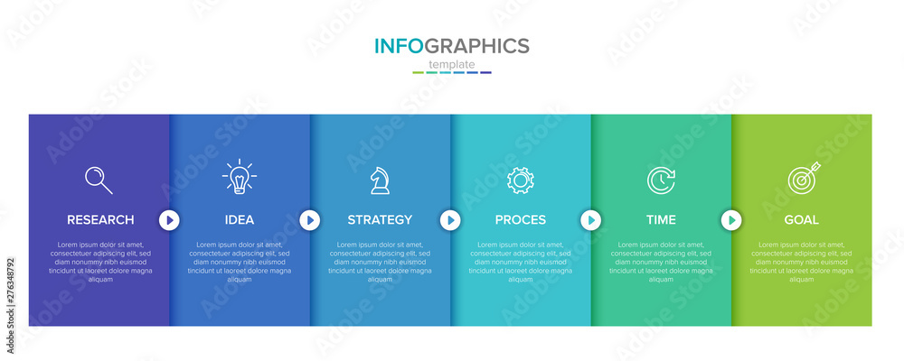 Vector infographic label template with icons. 6 options or steps. Infographics for business concept. Can be used for info graphics, flow charts, presentations, web sites, banners, printed materials.