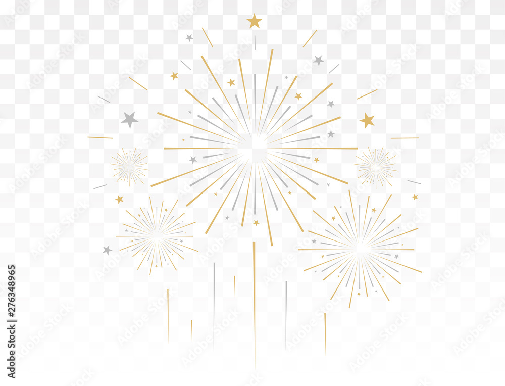 Gold fireworks vector illustration