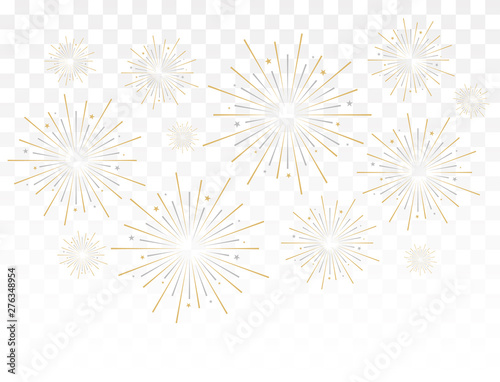 Gold fireworks vector illustration