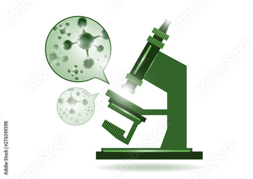 Abstract microscope background with the study of bacteria, molecules, substances. Science, education, chemistry, experiment, laboratory concept.