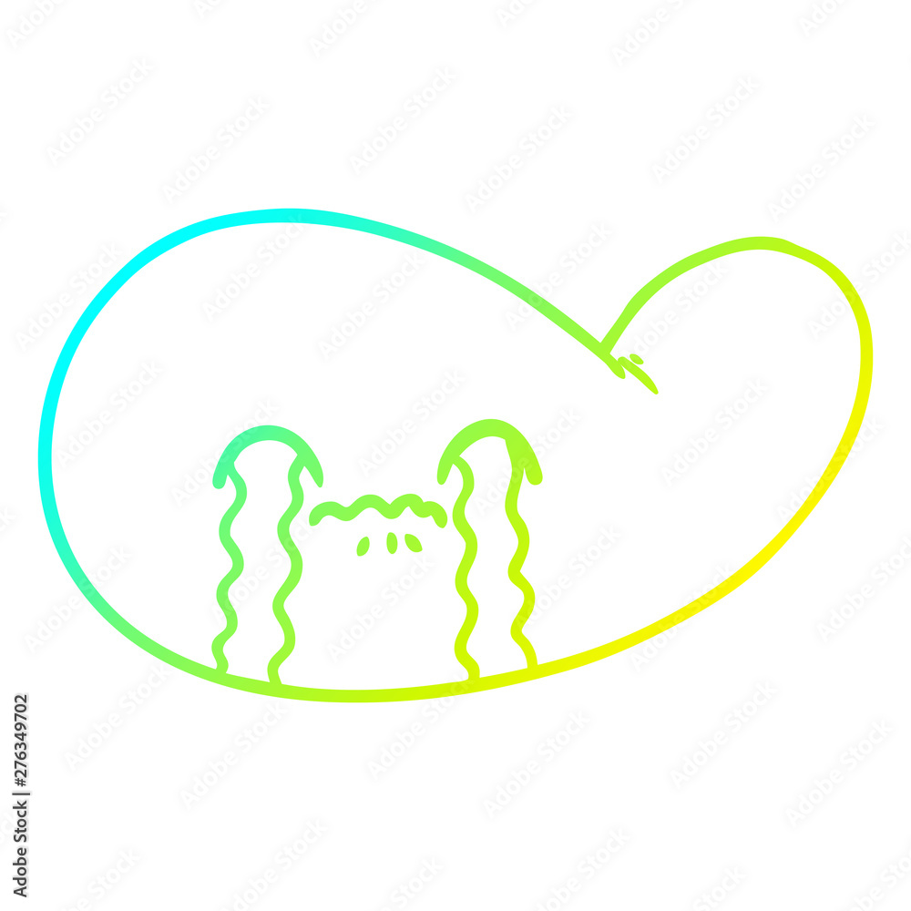 cold gradient line drawing cartoon gall bladder crying