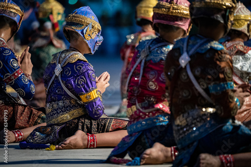 Valokuva Ramayana pantomime story dancing and acting on the ground by Thai students in Th