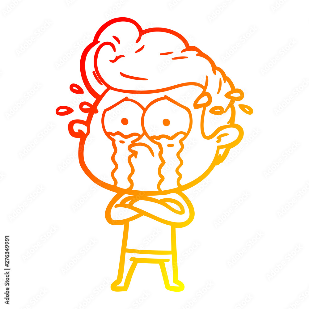 warm gradient line drawing cartoon crying man warm gradient line drawing cartoon crying man