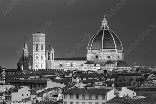 Beautiful view on old town of amazing Florence city and the Cathedral Santa Maria dl Fiore (Duomo), Florence, Italy
