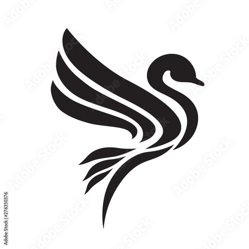 Fototapeta Naklejka Na Ścianę i Meble -  abstract Black Flying swan logo design inspiration