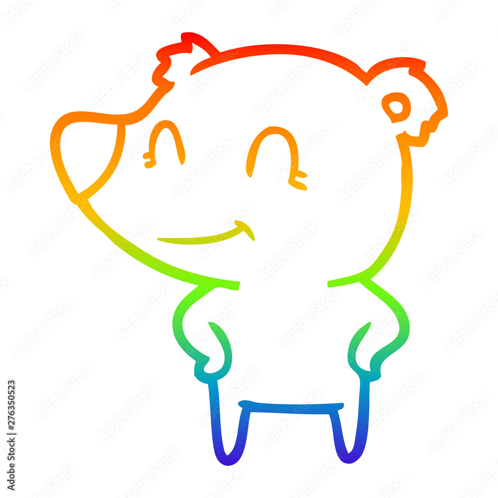 rainbow gradient line drawing friendly bear with hands on hips rainbow gradient line drawing friendly bear with hands on hips