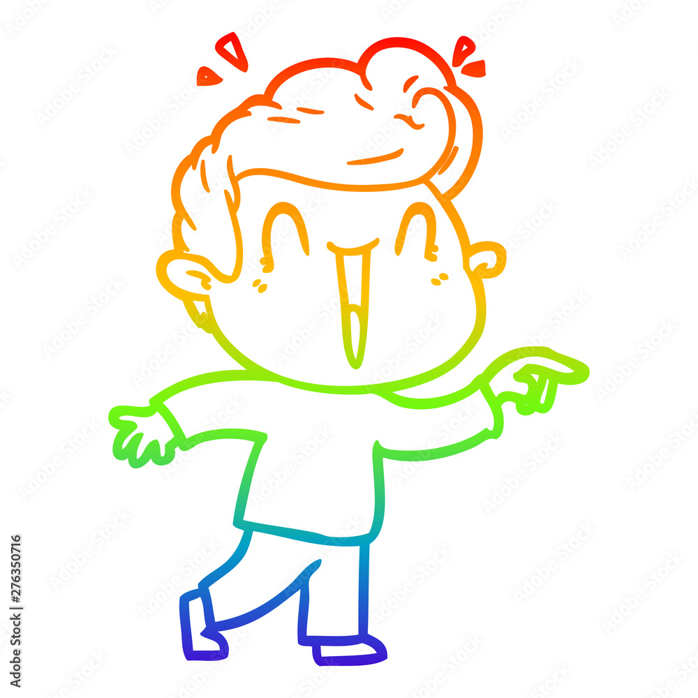 rainbow gradient line drawing cartoon excited man rainbow gradient line drawing cartoon excited man