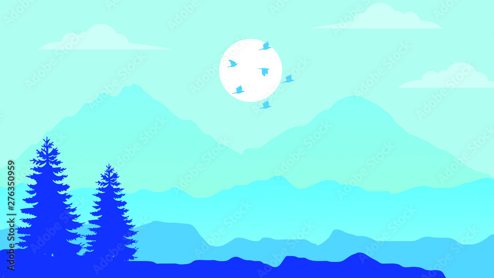Naklejka premium Light Blue Natural Landscape Vector